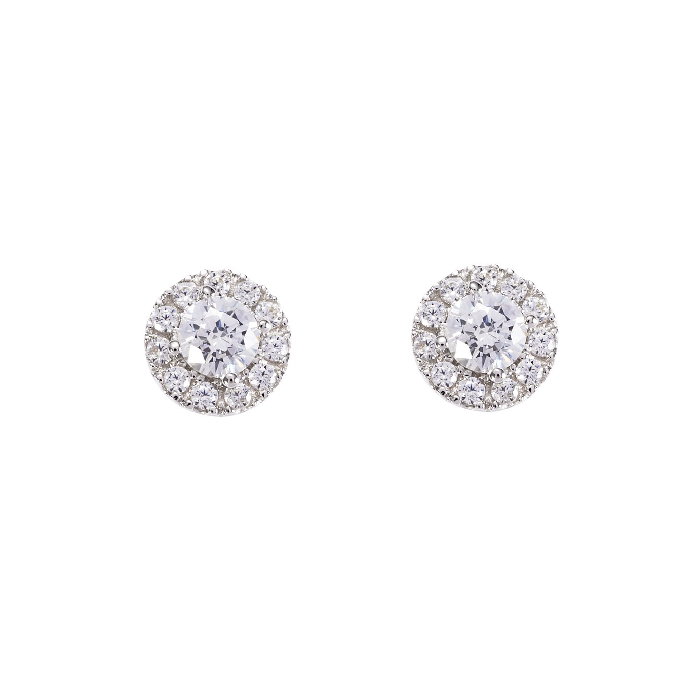 Revere 9ct White Gold Cubic Zirconia Halo Stud Earrings