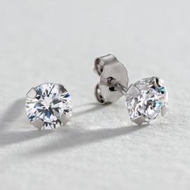 Revere 9ct White Gold Round Cubic Zirconia Stud Earrings