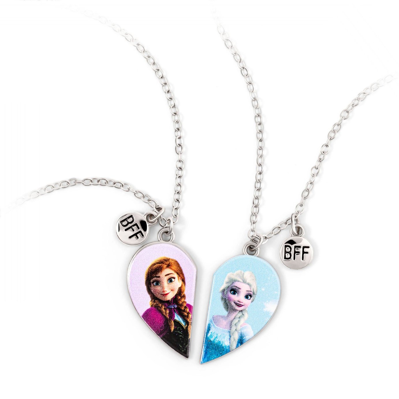 Disney Frozen Silver Tone BFF Heart Pendant Necklace Set