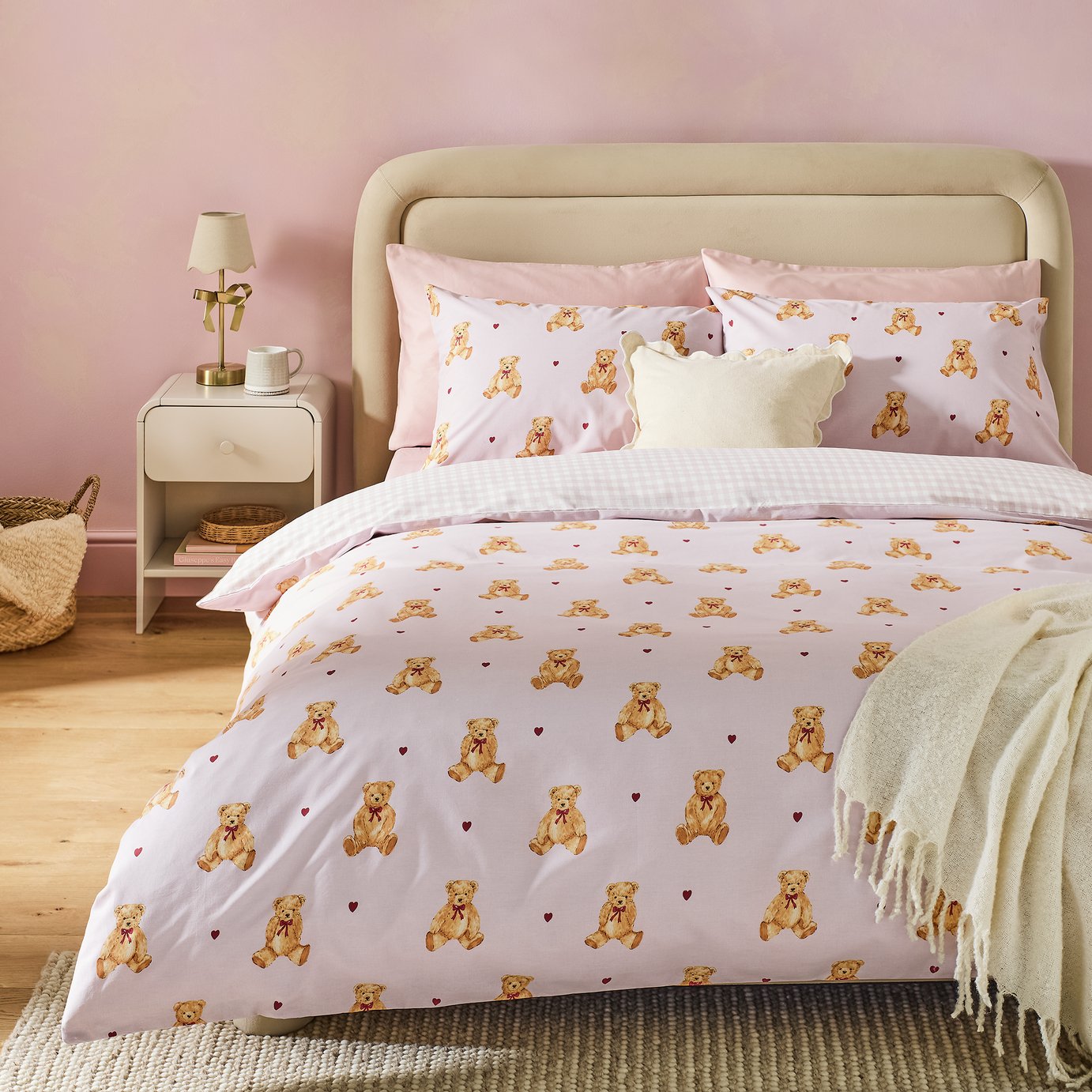 Argos Home Bear Hearts Lilac Bedding Set