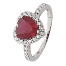 Revere Sterling Silver Ruby Colour Cubic Zirconia Halo Ring