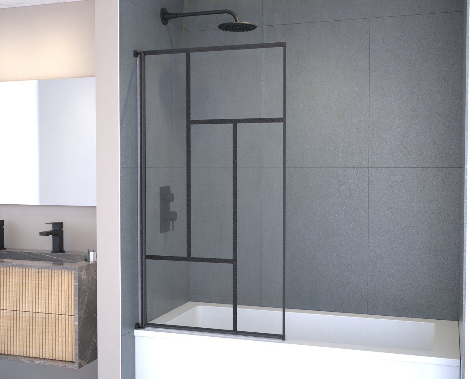 MLH Boxes Fully Framed Bath Screen - Black