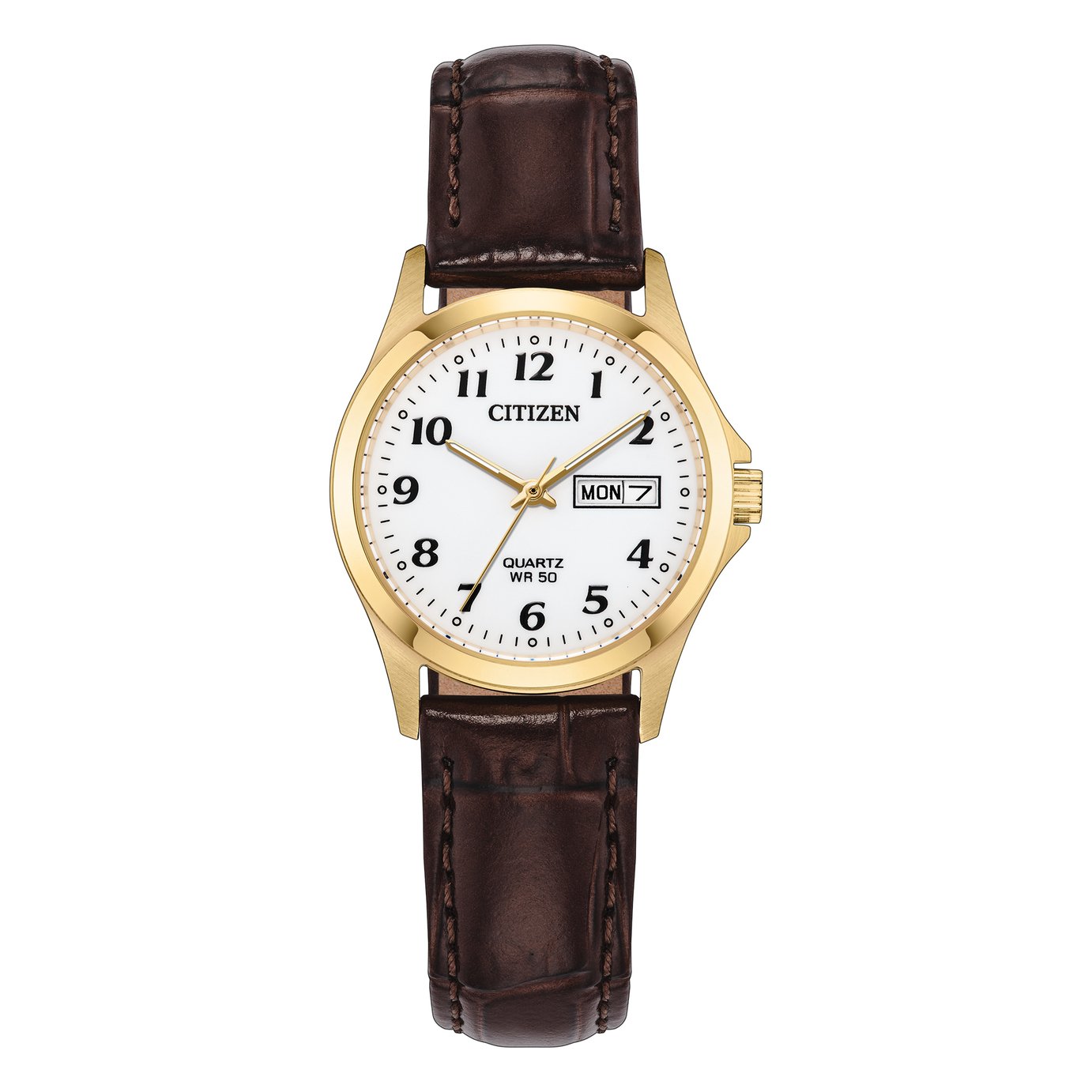 Citizen White Dial Brown Leather Strap Watch