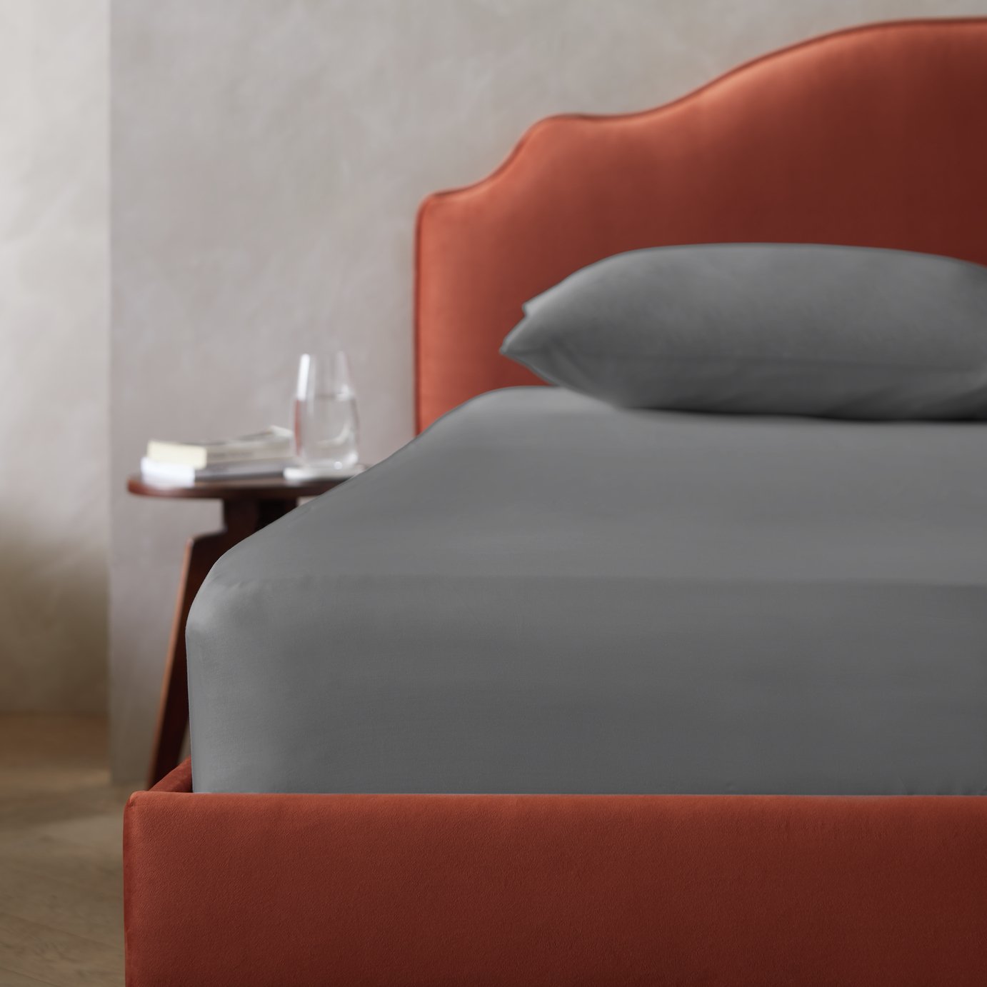 Habitat Egyptian Cotton 400TC Grey Fitted Sheet