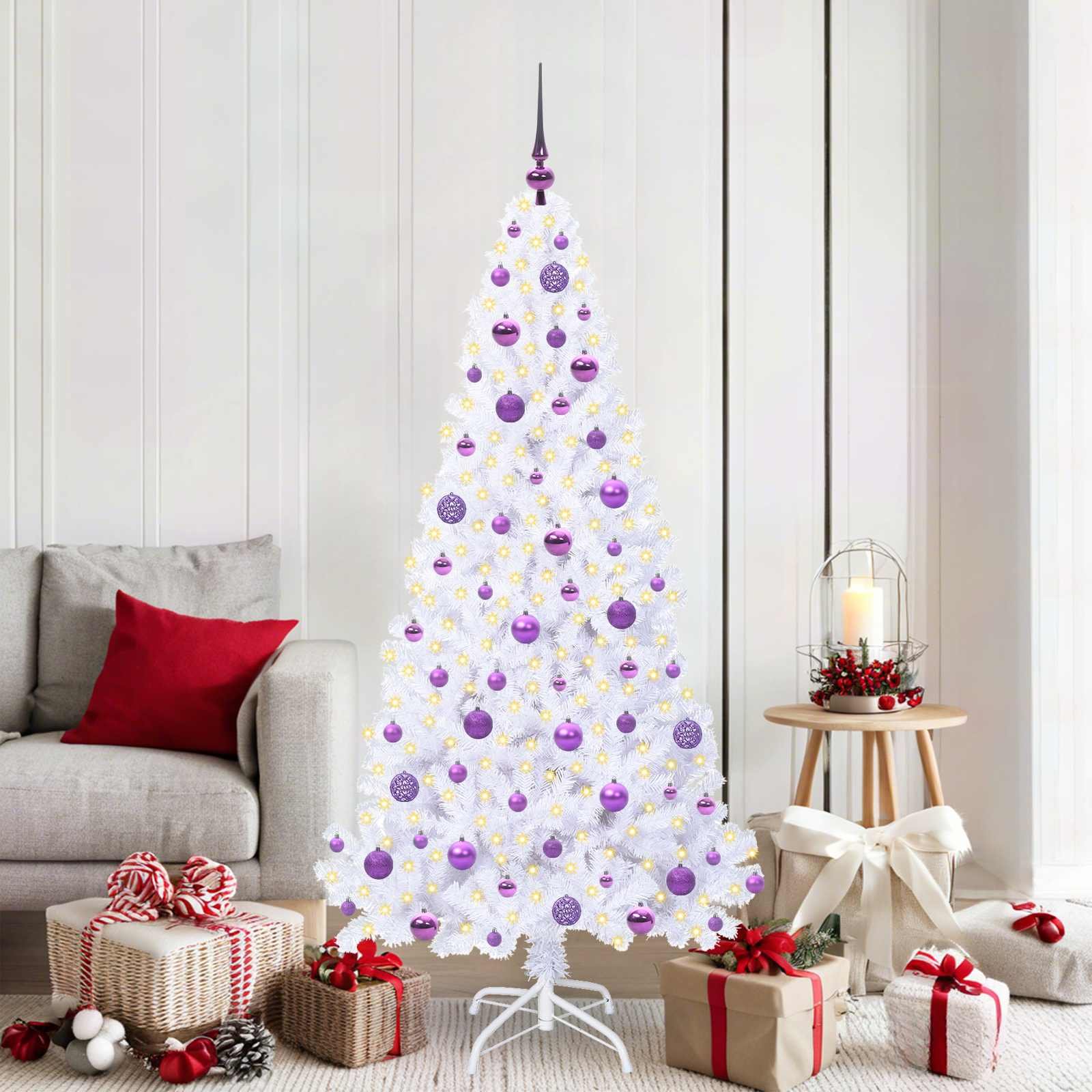 Walplus 300 LEDs Artificial Christmas Tree - White - 180 cm