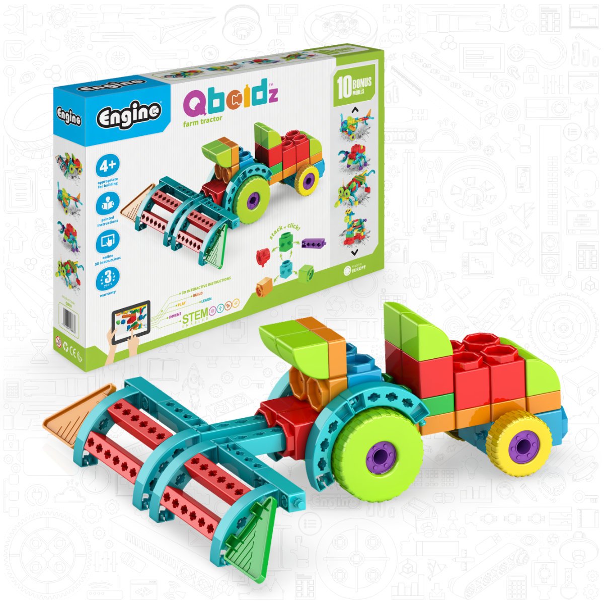 Engino QBoidz Farm Tractor 10 Model STEM Set