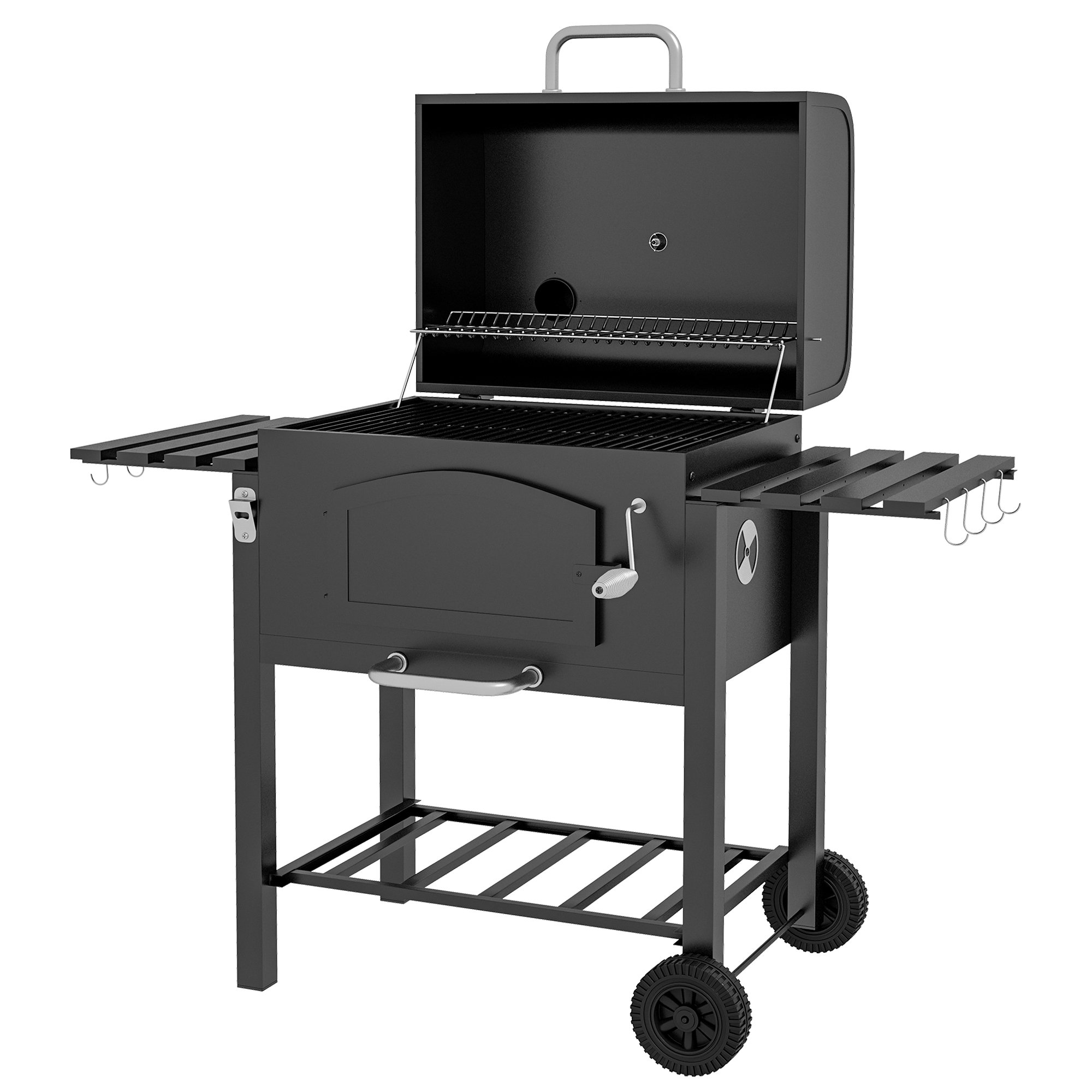 Outsunny Foldable Garden BBQ Grill with Adjustable Height - Black