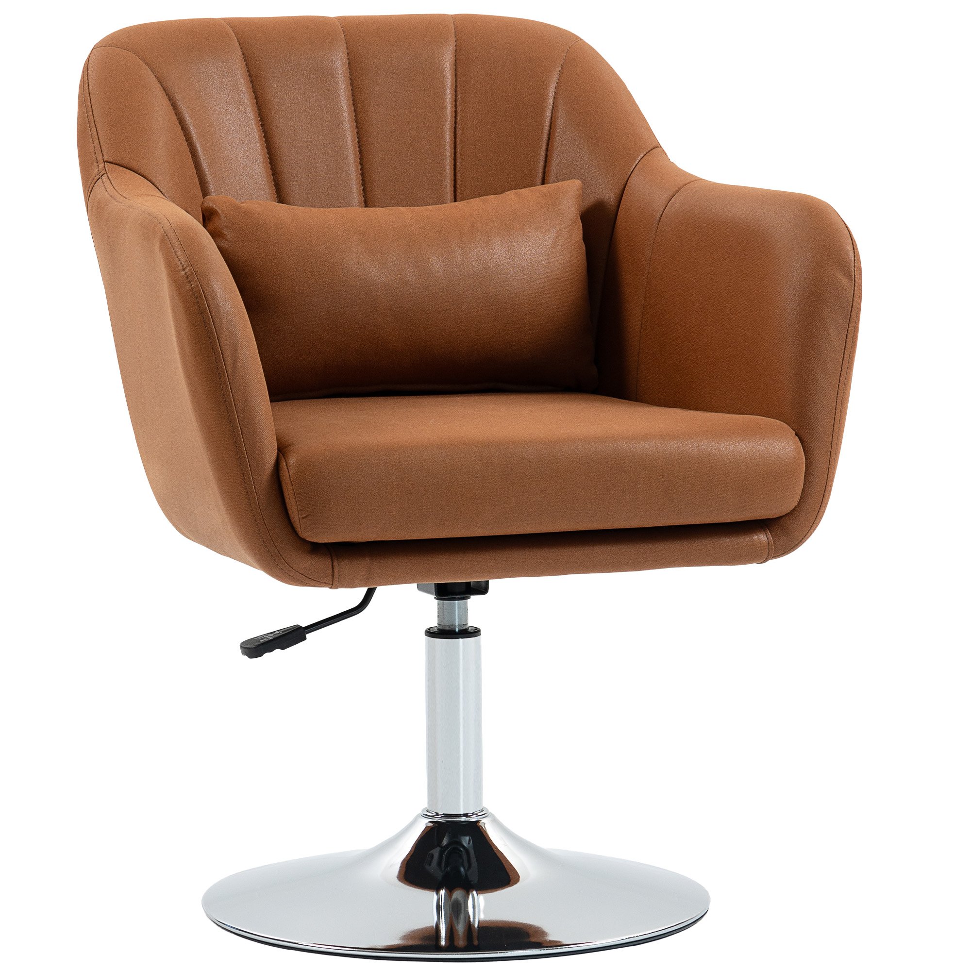 HOMCOM Microfiber Cloth Adjustable Swivel Accent Chair - Brown