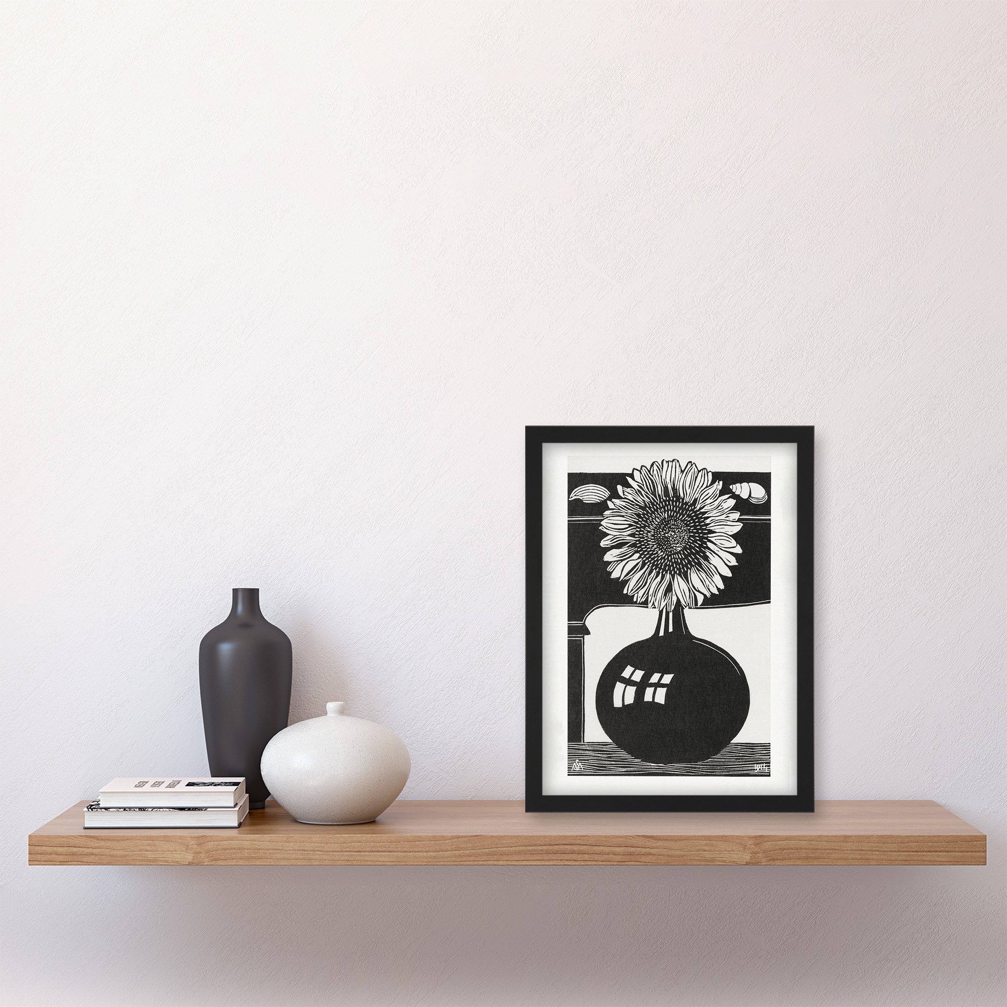 Samuel J De Mesquita Stylised Sunflower In A Vase Framed Art Print - A4