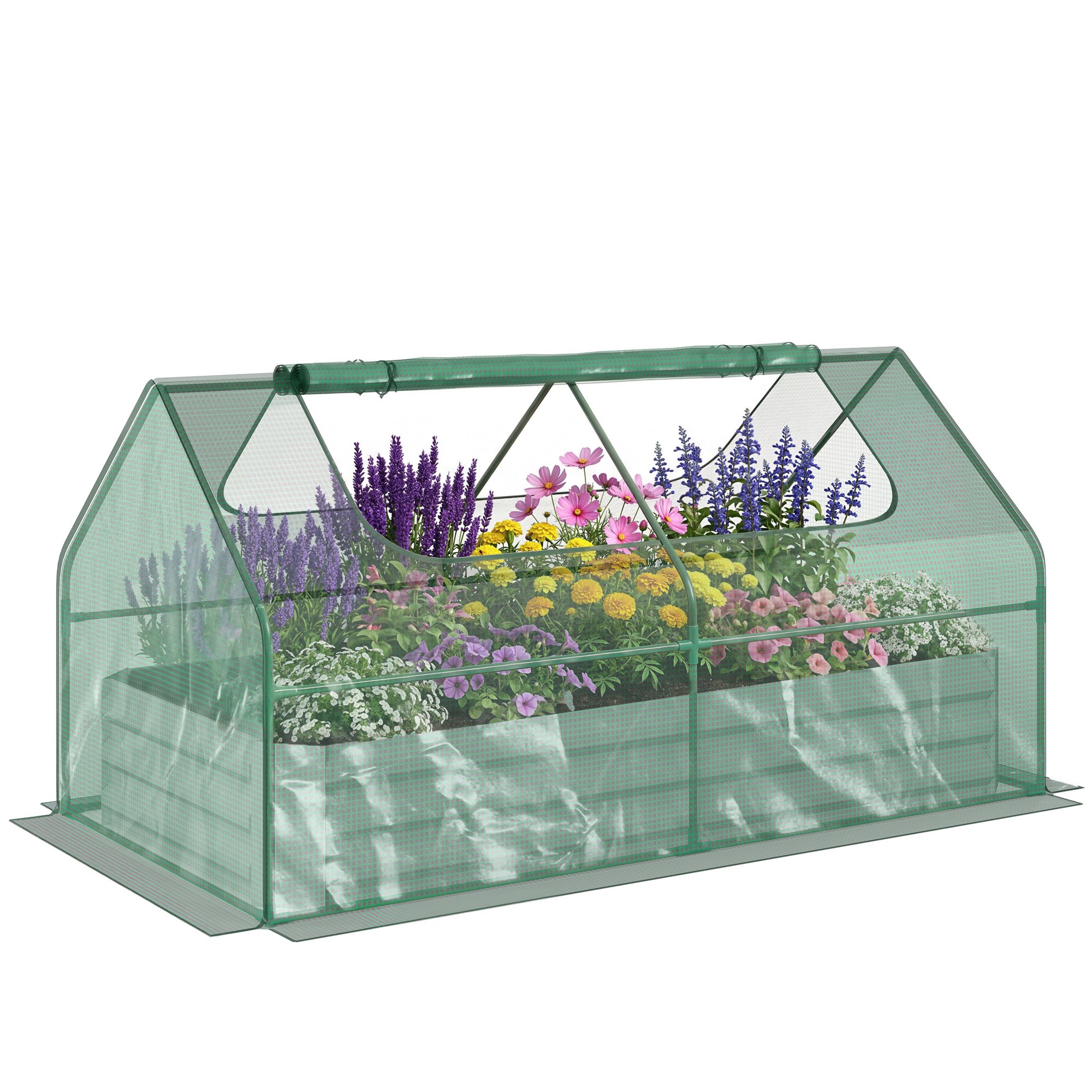 Outsunny Raised Garden Bed with Greenhouse - Green