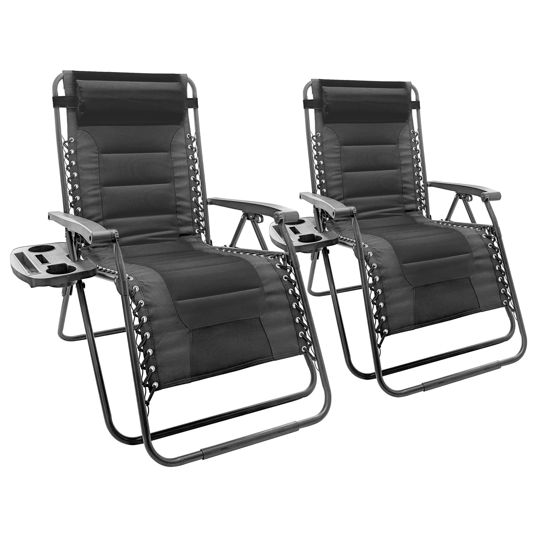 Harbour Housewares Padded Zero Gravity Chair Set - Black - Pack of 2