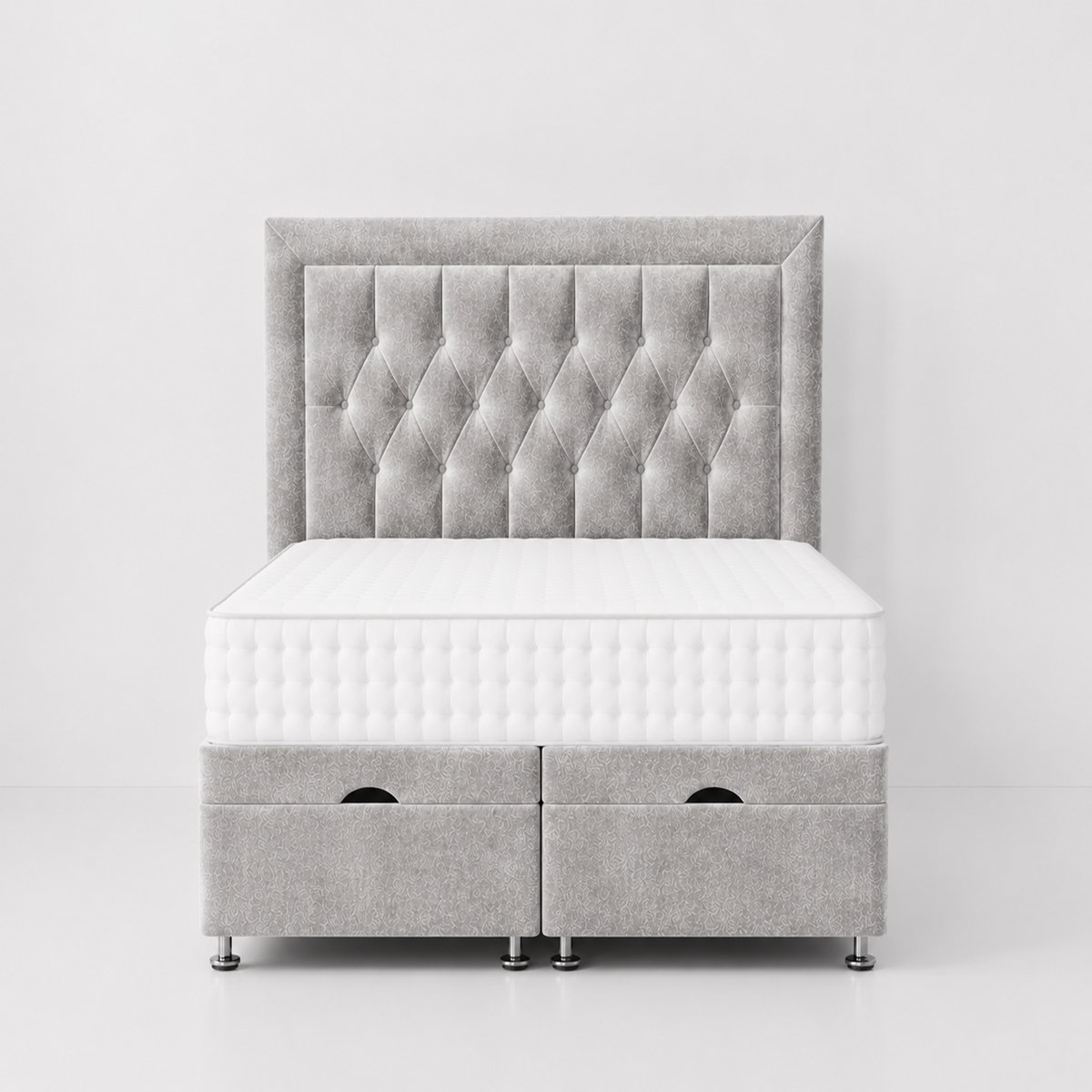Comfy Deluxe Cassie 6ft Superking  End Lift Ottoman Bed Set - Silver