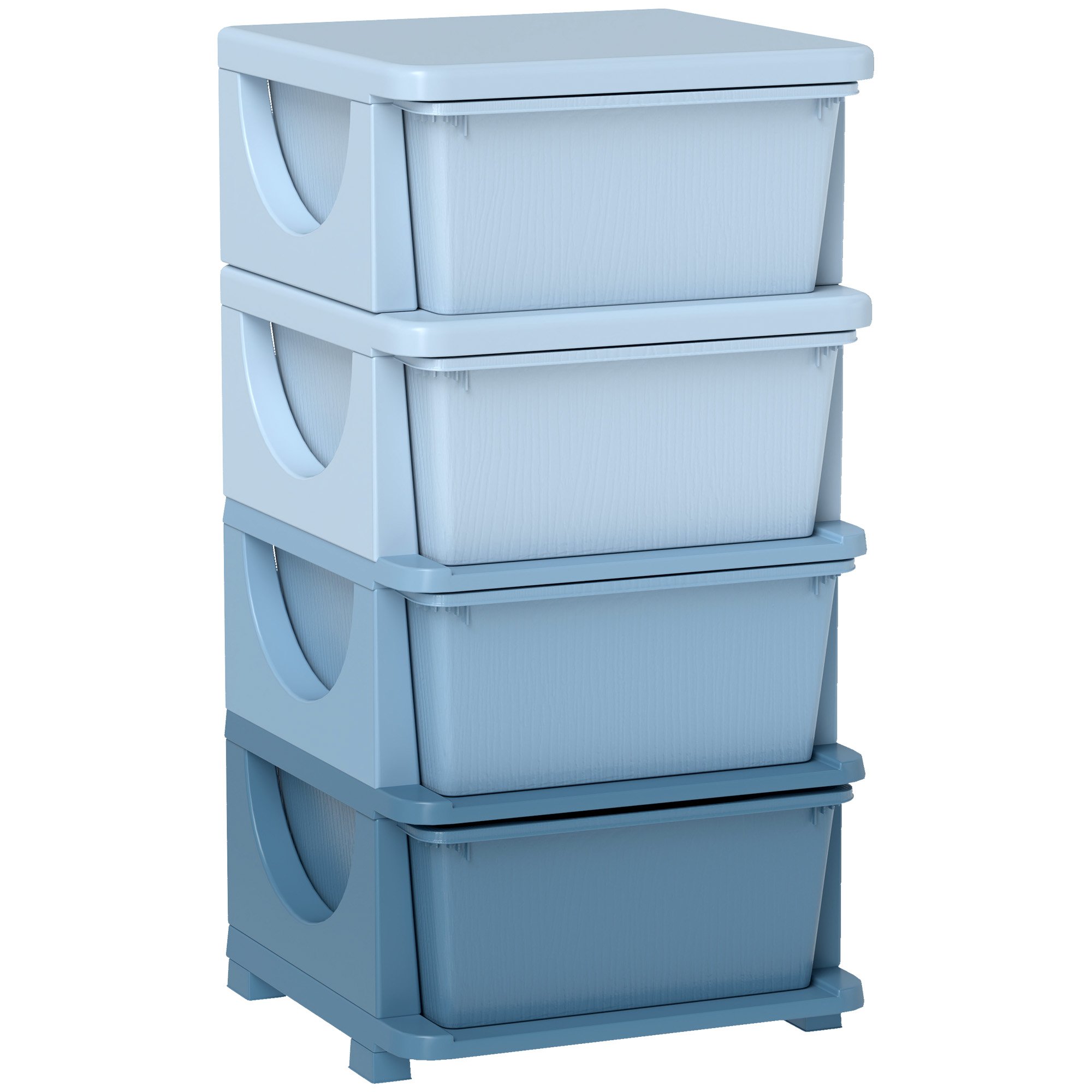 HOMCOM 4 Drawers Plastic Kids Storage Units Drawers Kids Storage - Blue