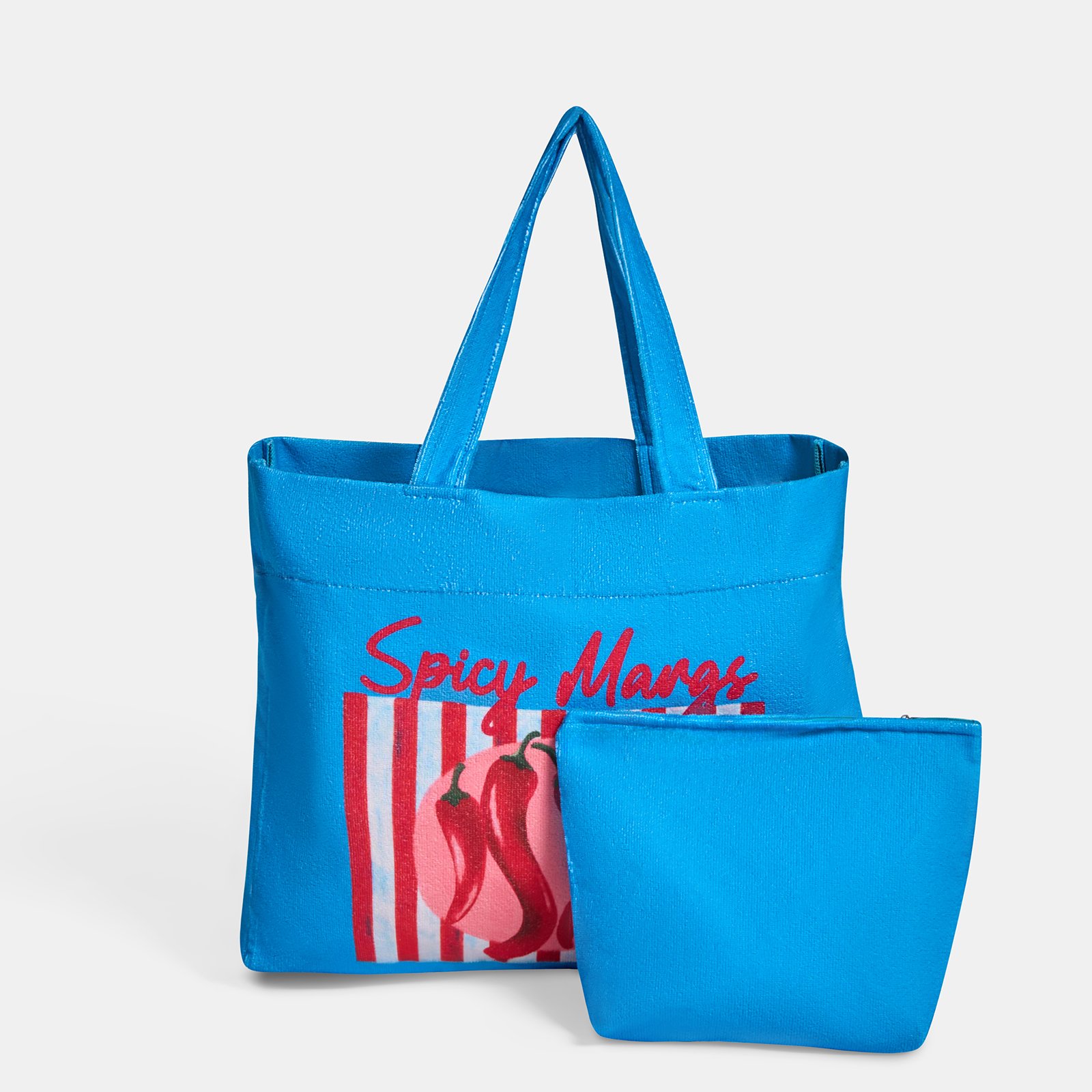 OHS Spicy Margs Towelling Beach Bag & Pouch - Blue