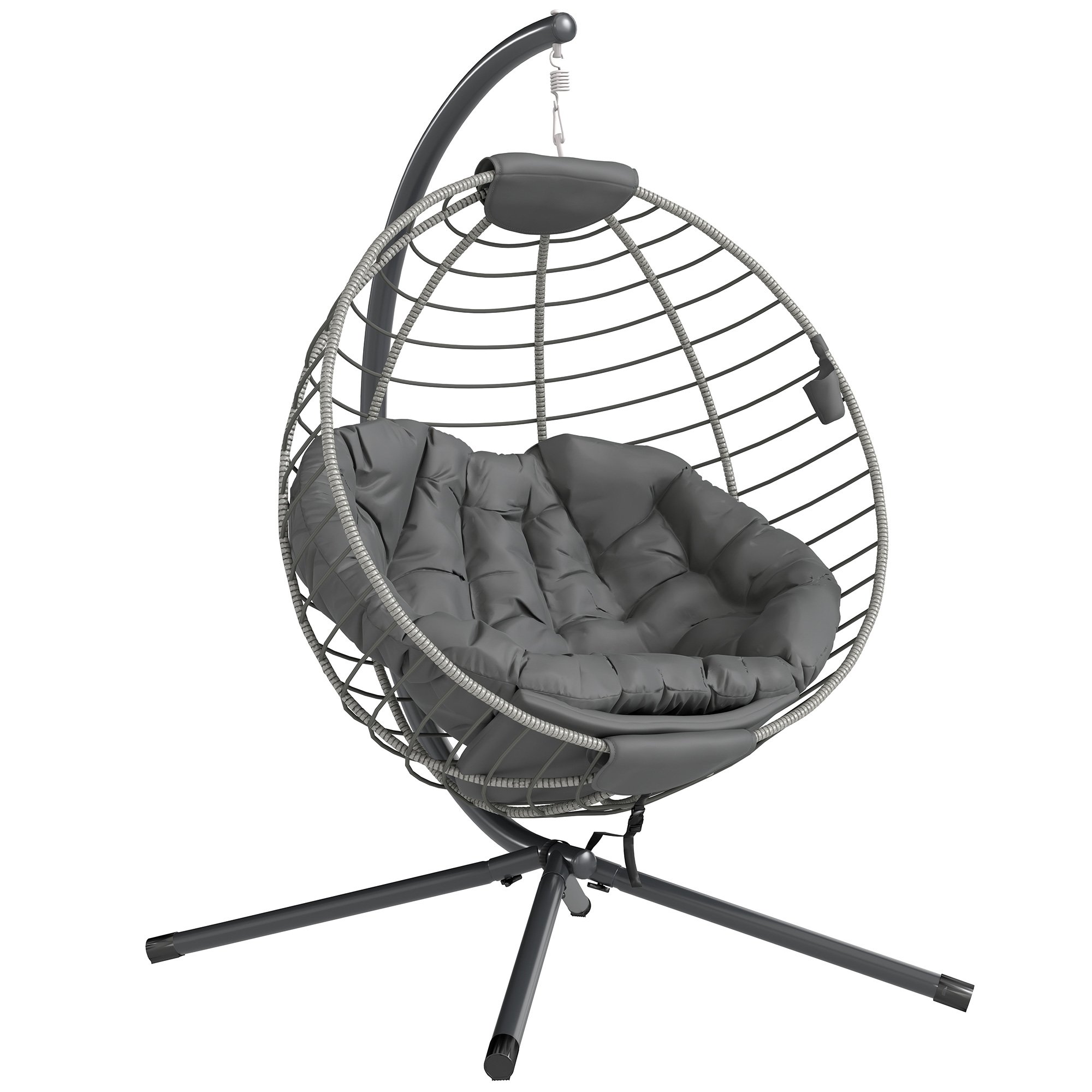 Outsunny PE Rattan Garden Egg Swing Chair - Grey