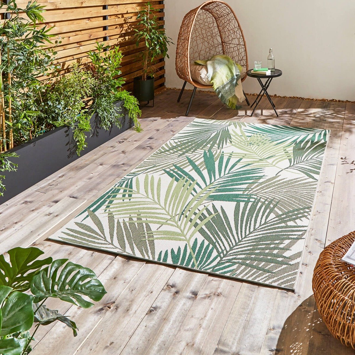 Mega Flooring Green Modern Nature Print Rug - 120 x 170cm