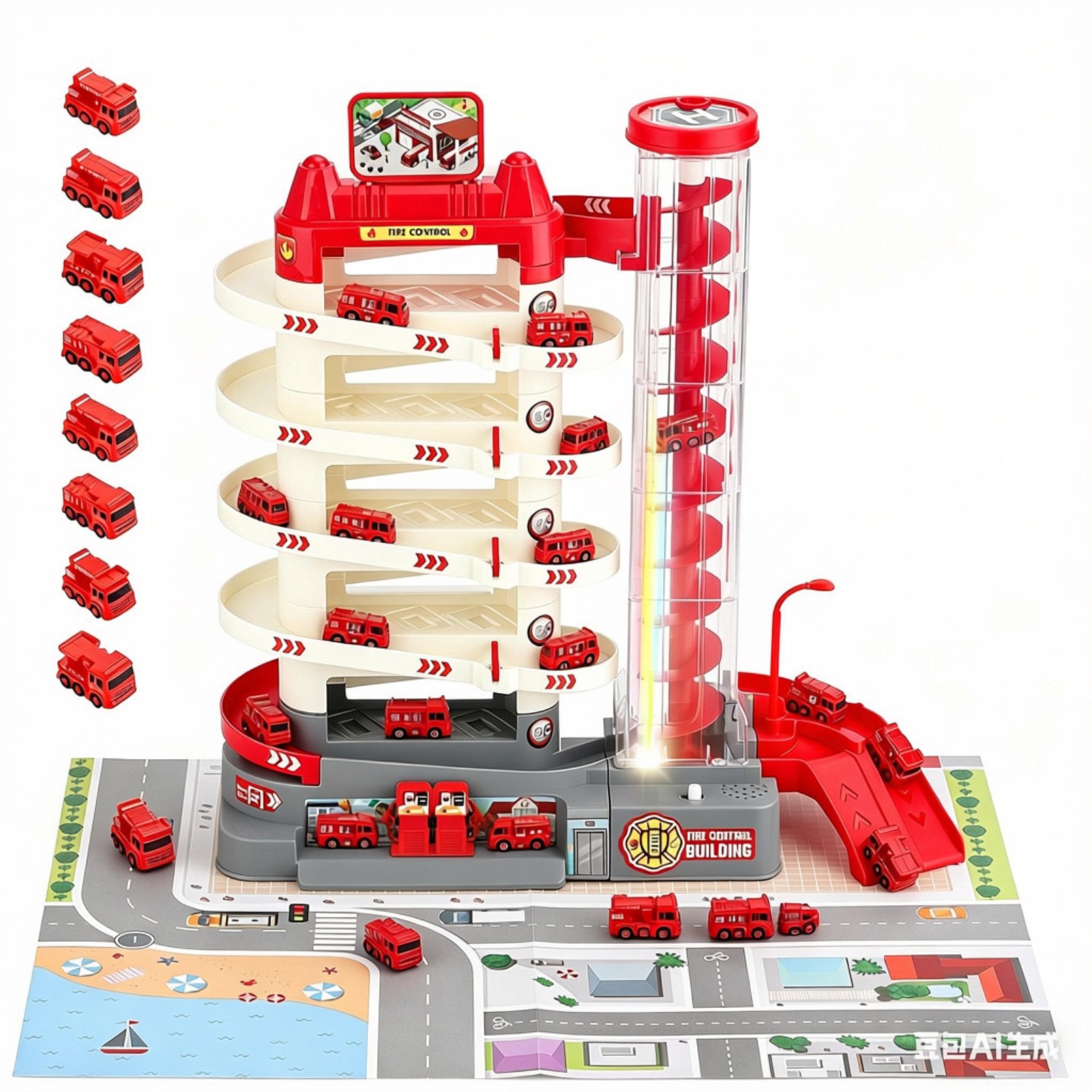 deAO Fire Control Garage Toy - Red