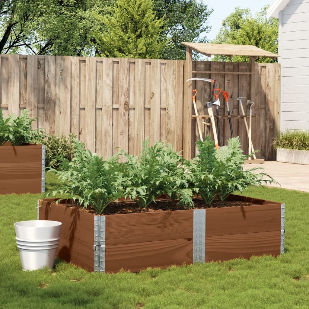 Walplus Wood Garden Planter - Brown - 150 x 100 x 41 cm