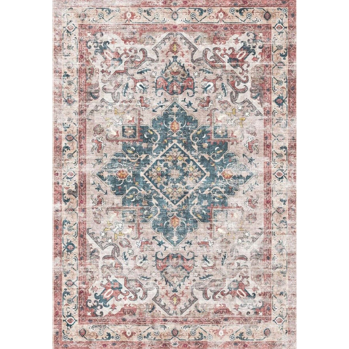 The Rugs Teal Buram Vintage Washable Nonslip Rug - 160 x 230cm
