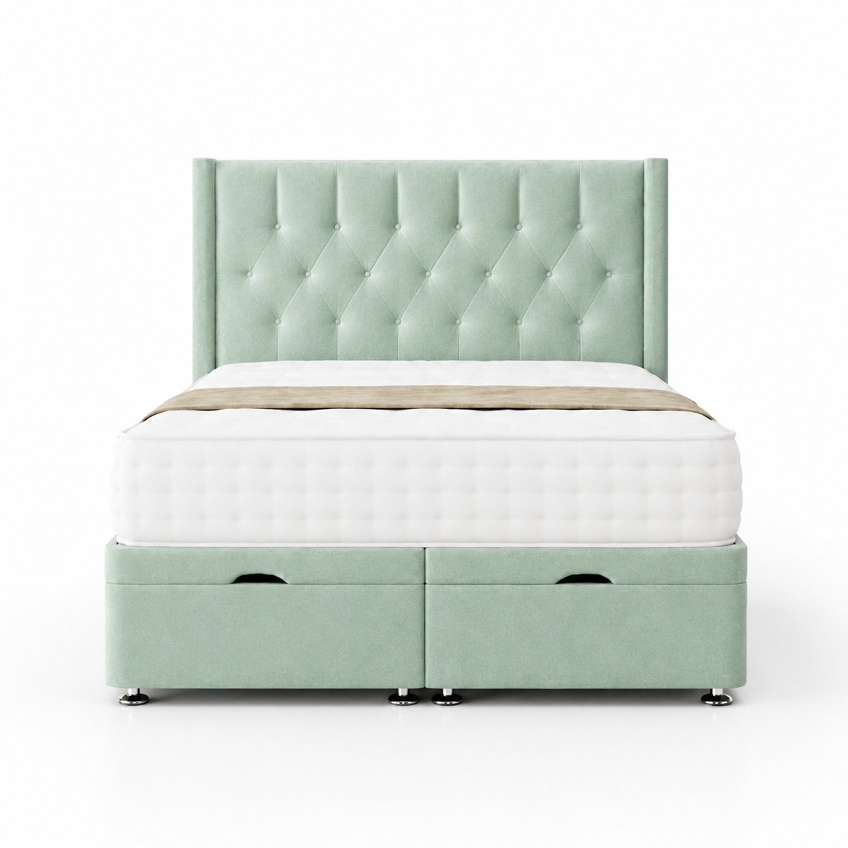 Comfy Deluxe Miami Wing 6ft Superking  End Lift Ottoman Bed Set - Duck Egg