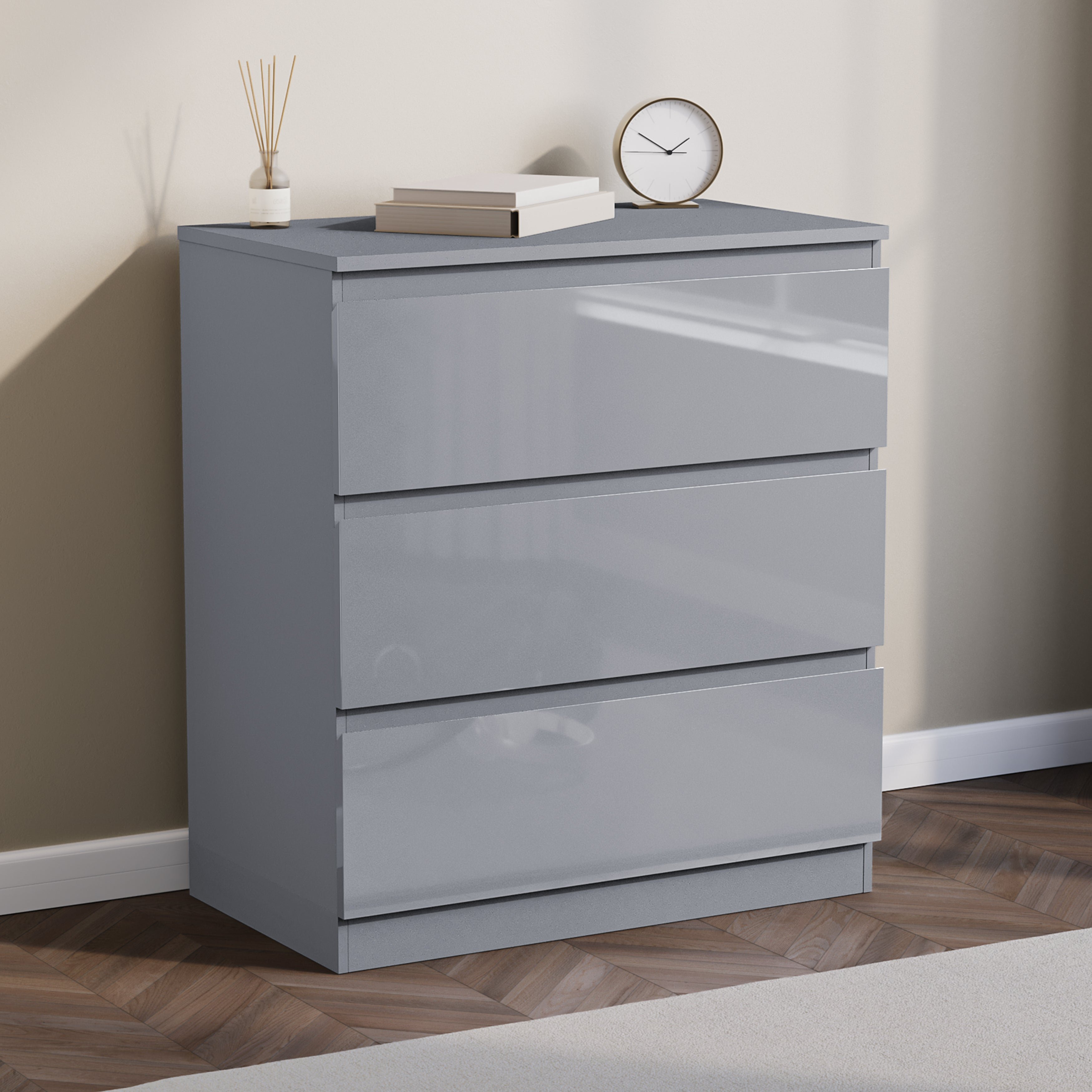 Vida Designs Glinton 3 Drawer Chest - Grey