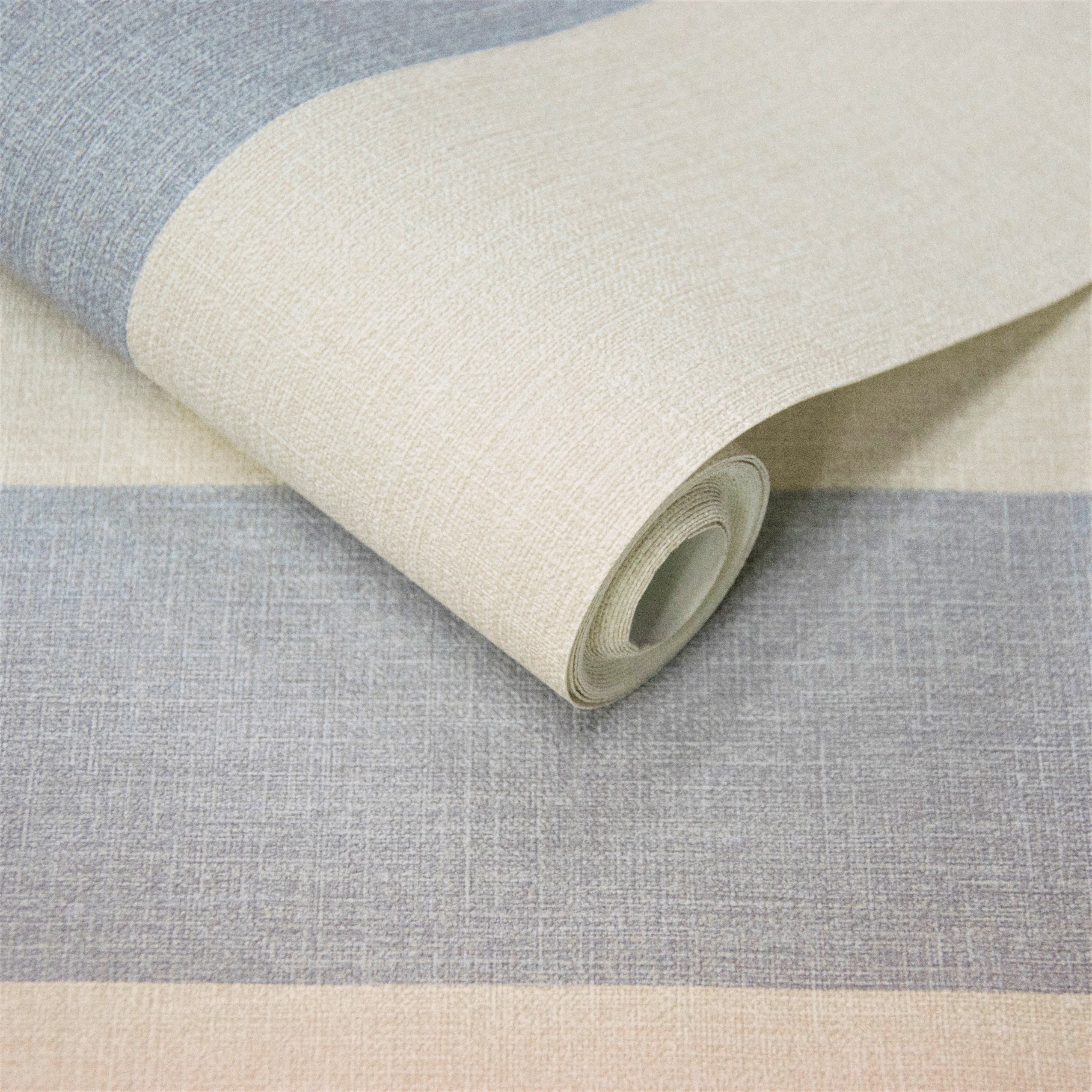 Grandeco Stratus Stripe Textured Antibacterial Wallpaper - Blue