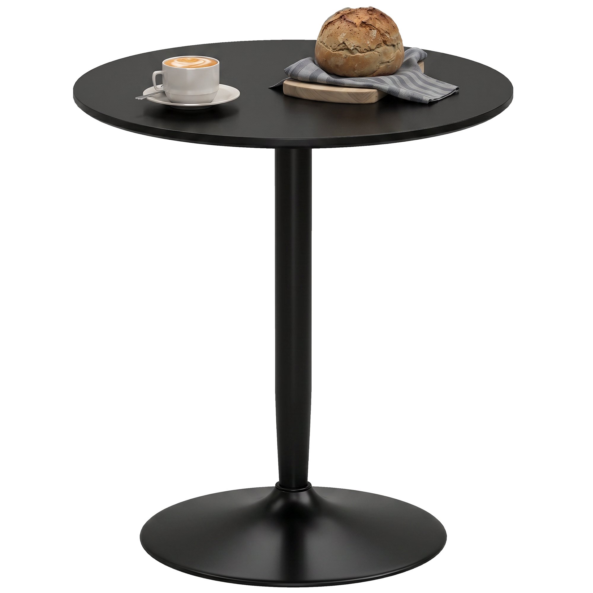 HOMCOM Round Dining Table with Non-slip Foot Pad - Black