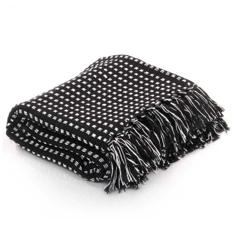 Walplus Cotton Throw Blanket - Black - 160 x 210 cm