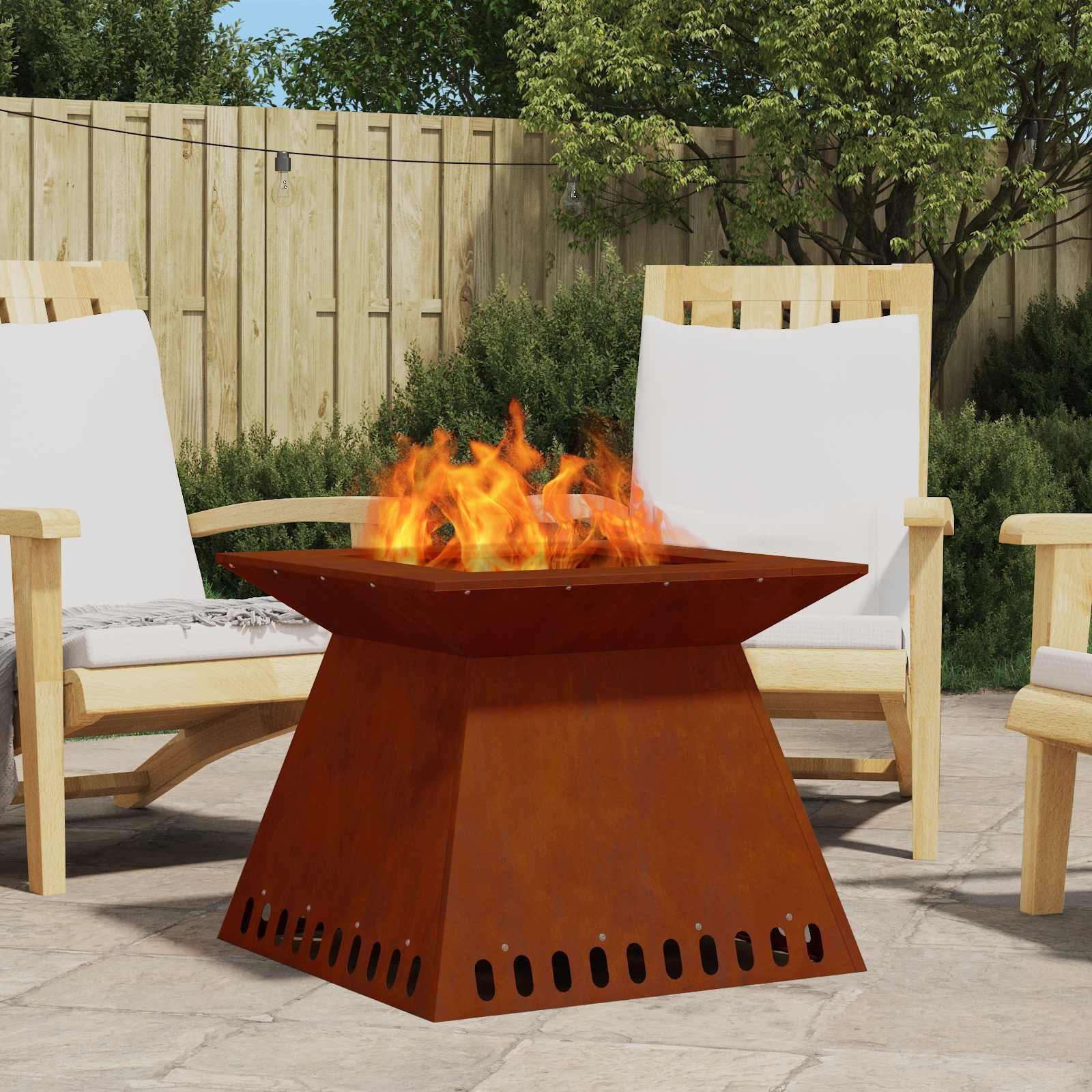 Walplus Steel Fire Pit Weathering - Brown - 60 x 60 x 50 cm