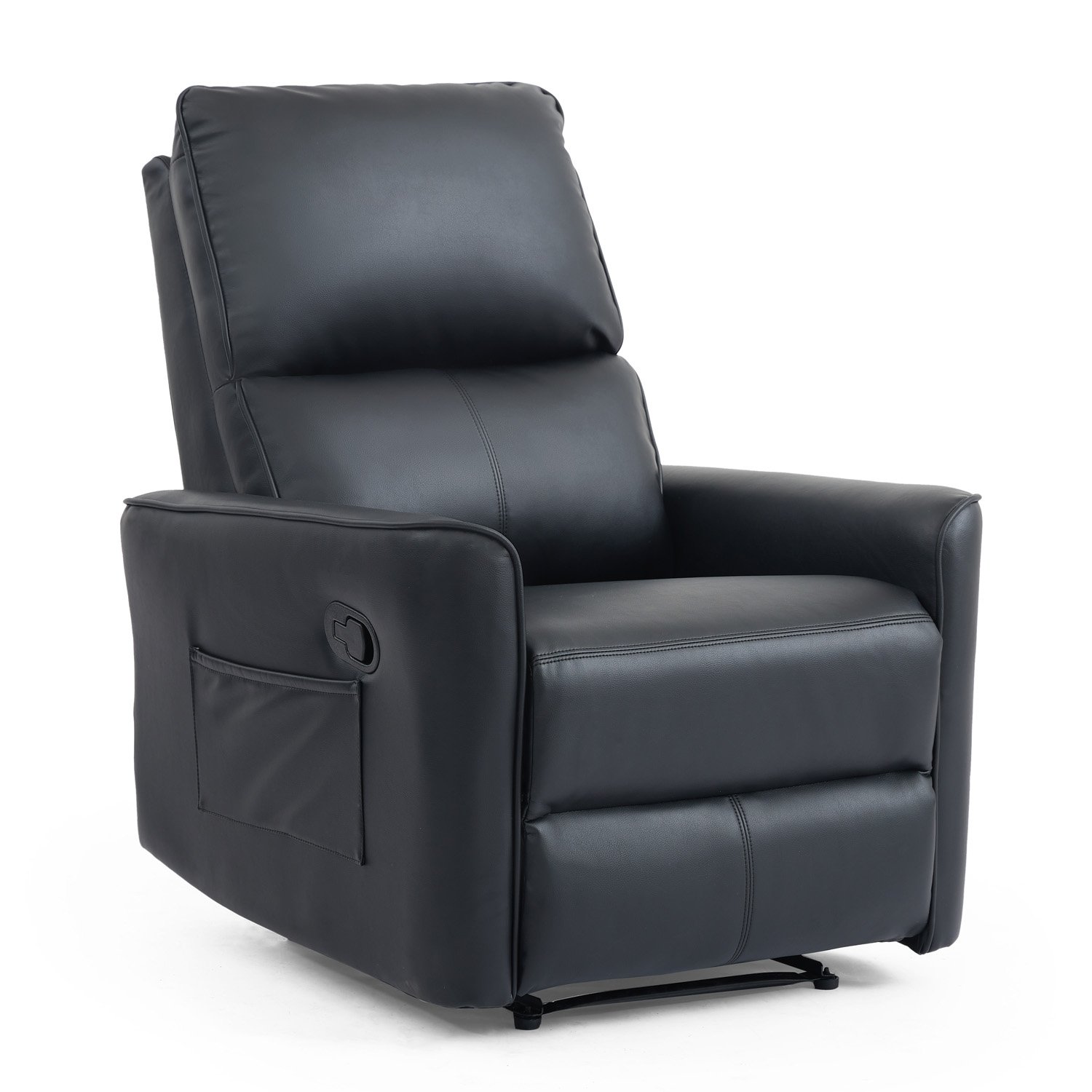 Furniture Online Madrid Manual Air Leather Recliner Chair - Black