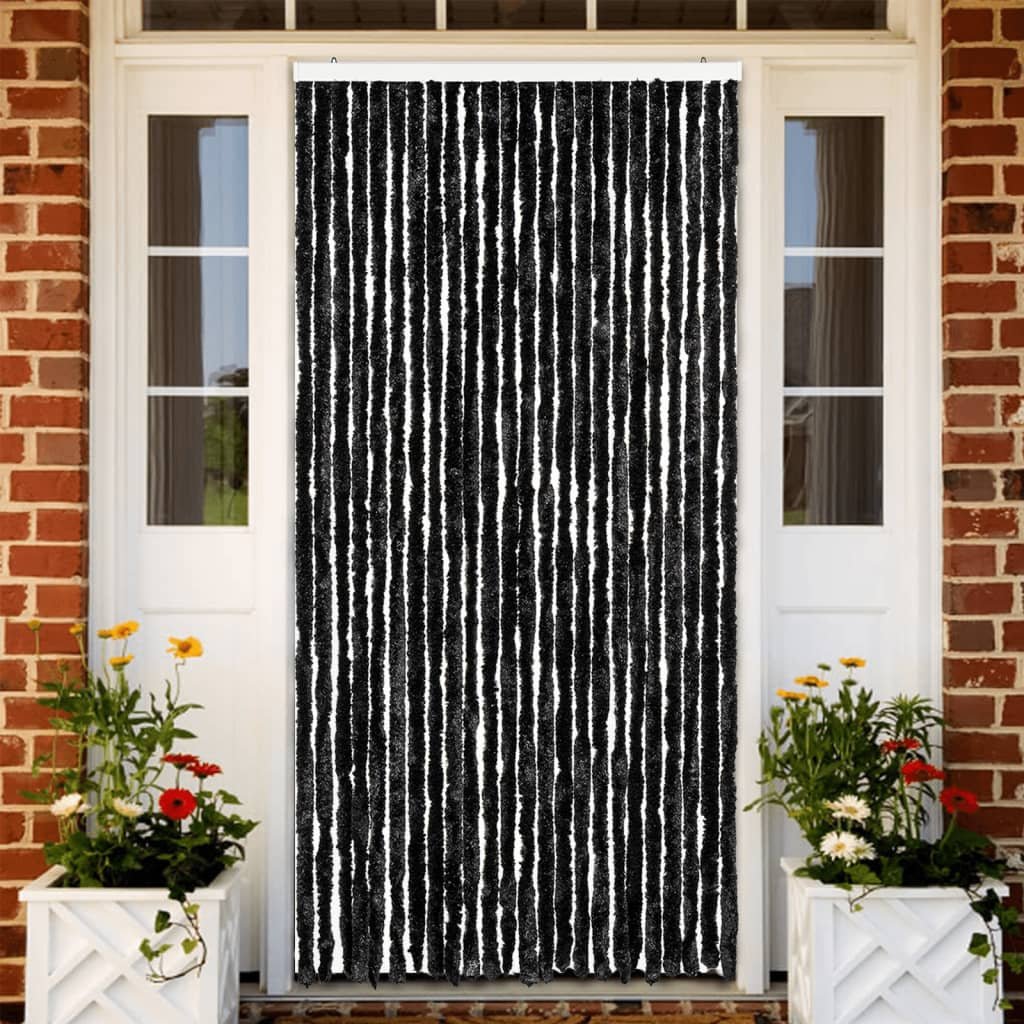Walplus Chenille Insect Door Curtain - Anthracite - 100 x 220 cm