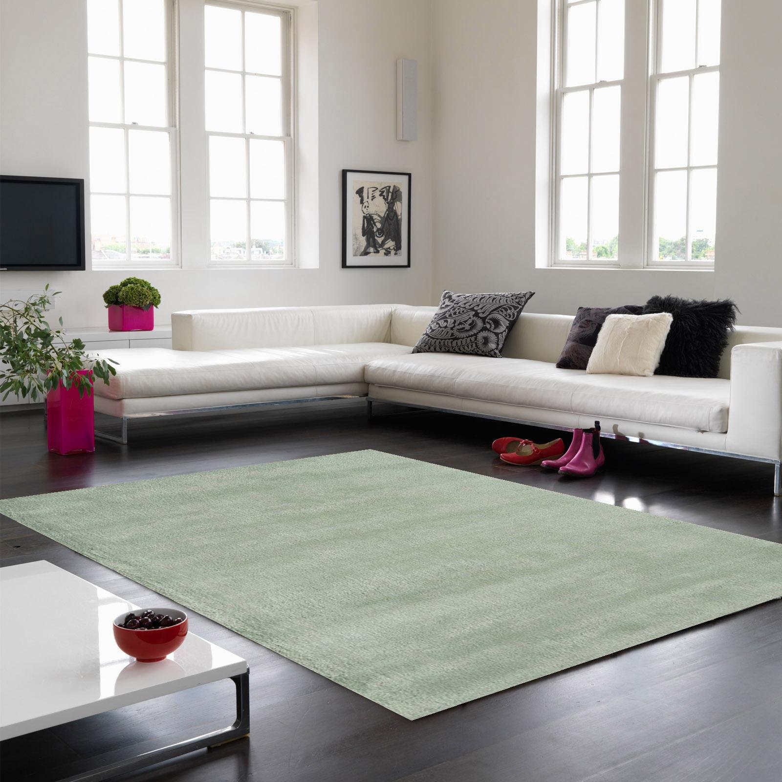 Mega Flooring Blue Modern Plain Rug - 120 x 180cm