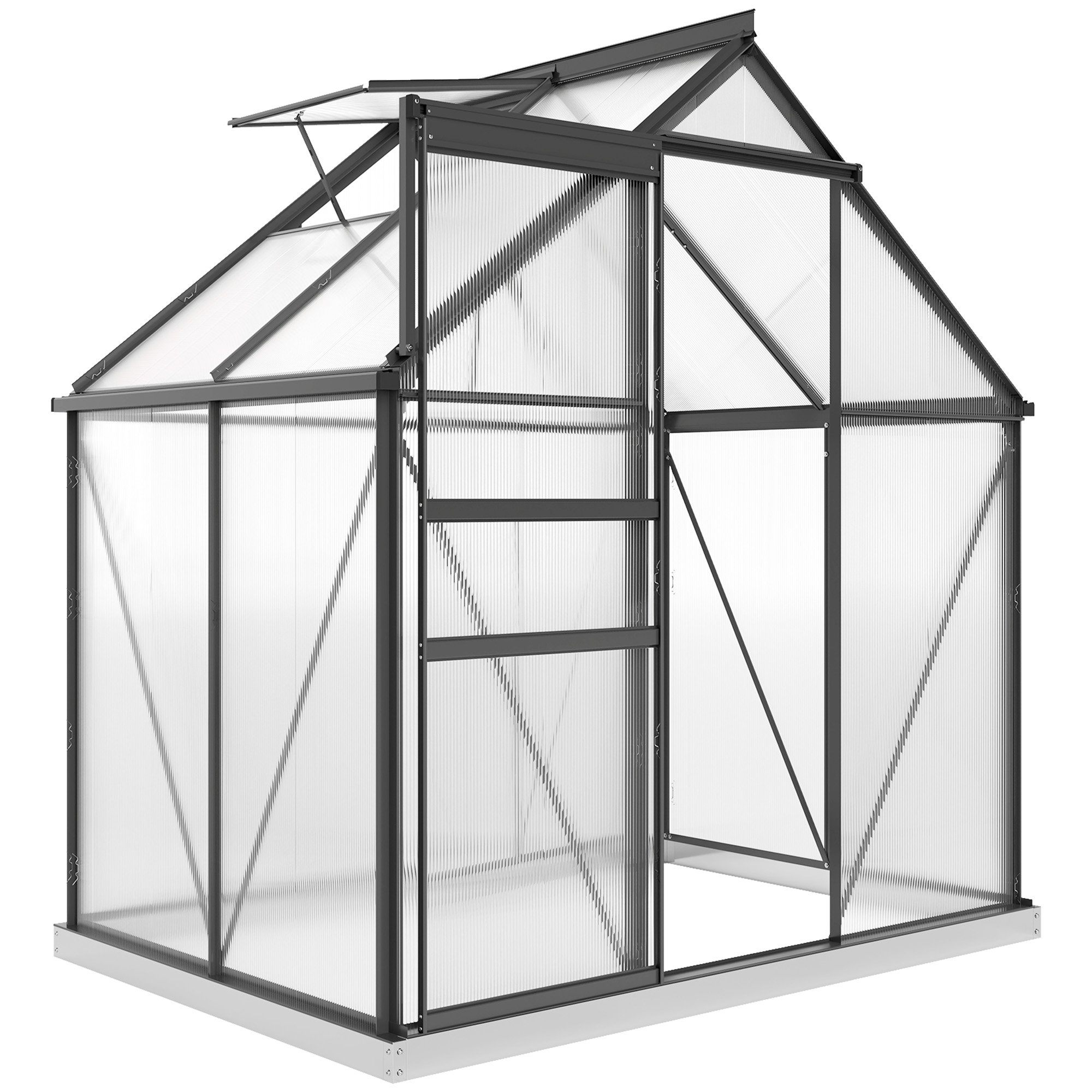 Outsunny Polycarbonate Roof Vent Greenhouse - Grey