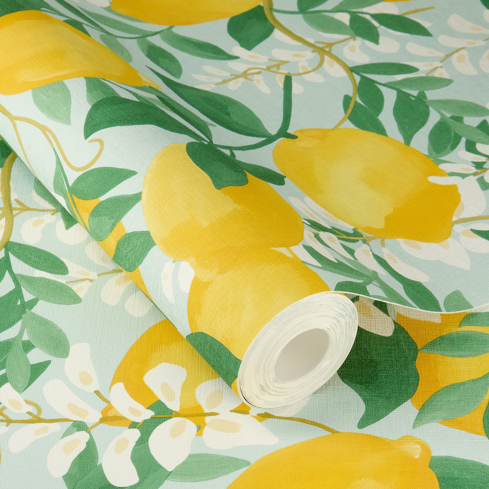 Rasch x Tesa Portofino Lemon Branches Peel Stick Textured Wallpaper - Yellow