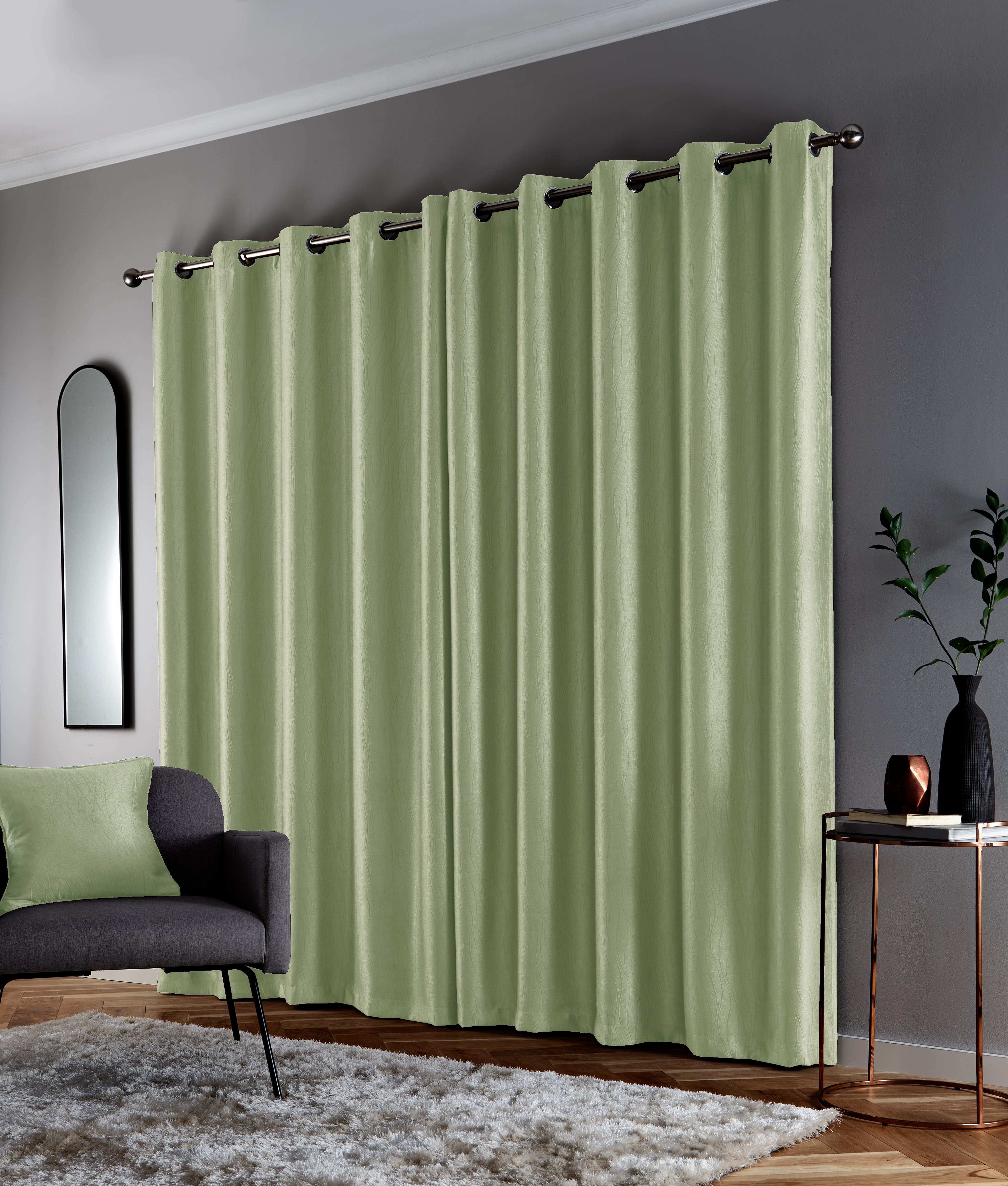 Enhanced Living Darnley Thermal Eyelet Curtains - 168 x 229cm - Green