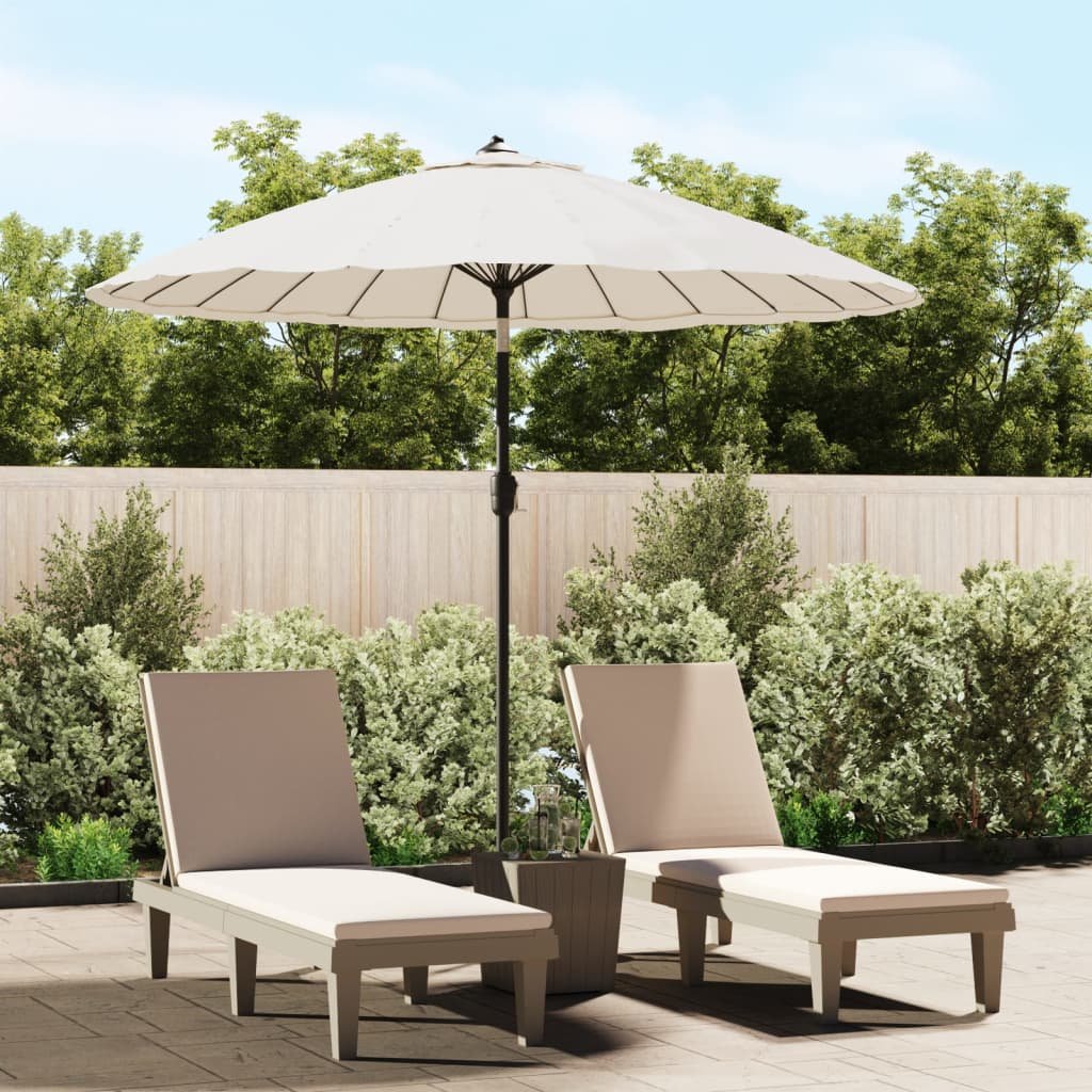 Walplus Polyester Garden Parasol - Sand White - 270 x 246 cm