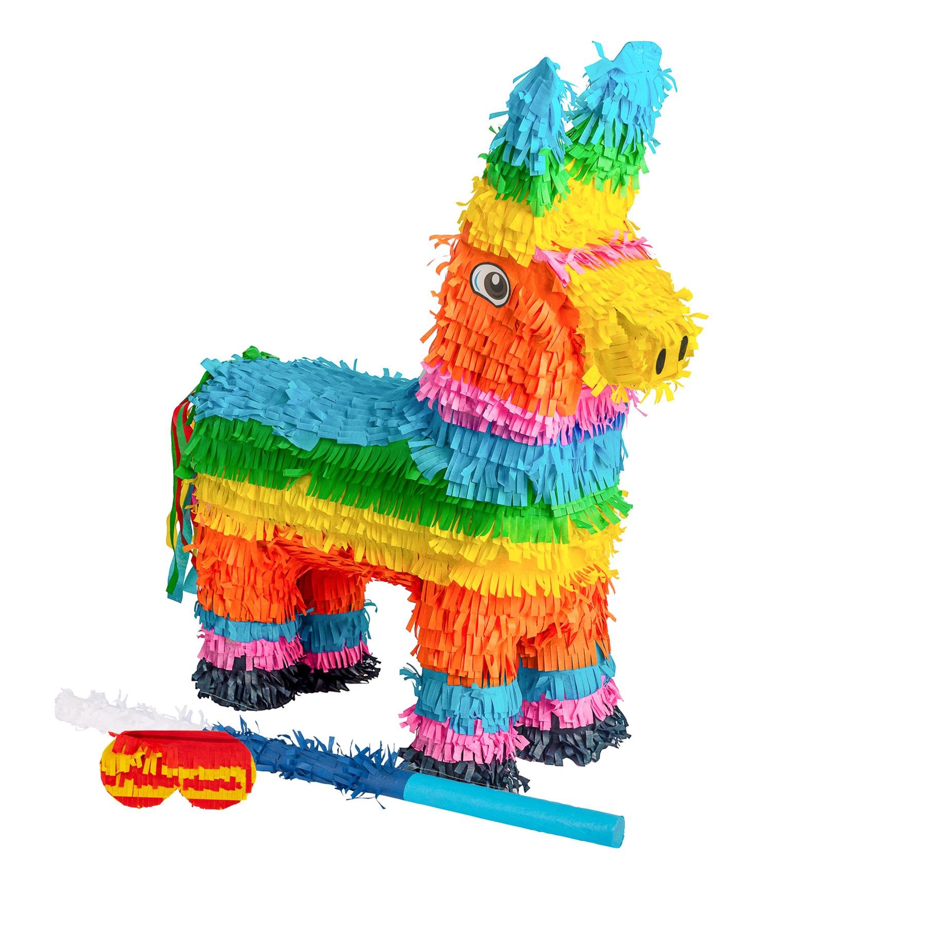 Fax Potato 3pc Donkey Pinata Set with Stick & Blindfold - Blue Stick