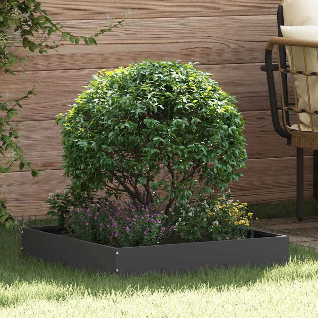 Walplus Pack of 6 Steel Lawn Edging - Black - 60 x 60 x 13 cm