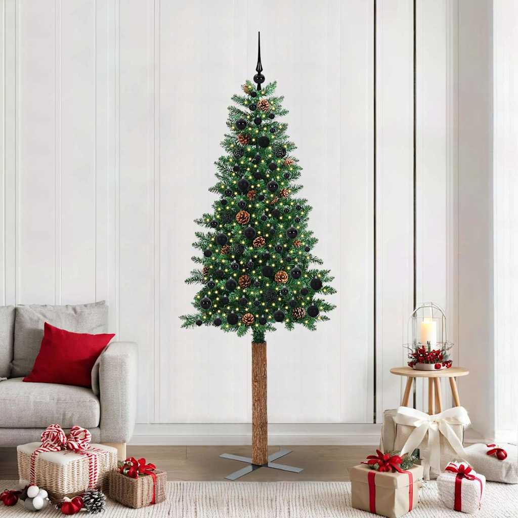 Walplus 300 LED Bulbs Slim Artificial Christmas Tree - Green - 210 cm