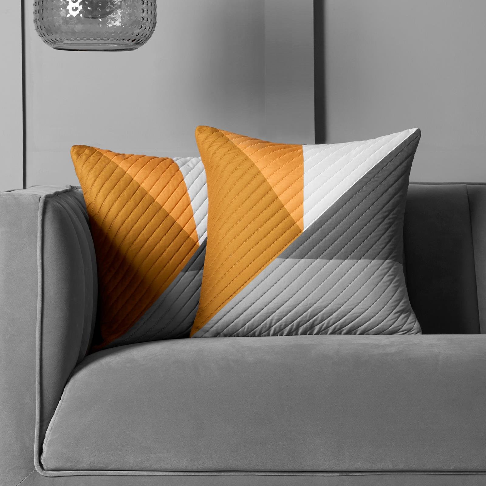 OHS 2 Pack Ralph Quilted Cushion Covers 45 x 45cm - Ochre