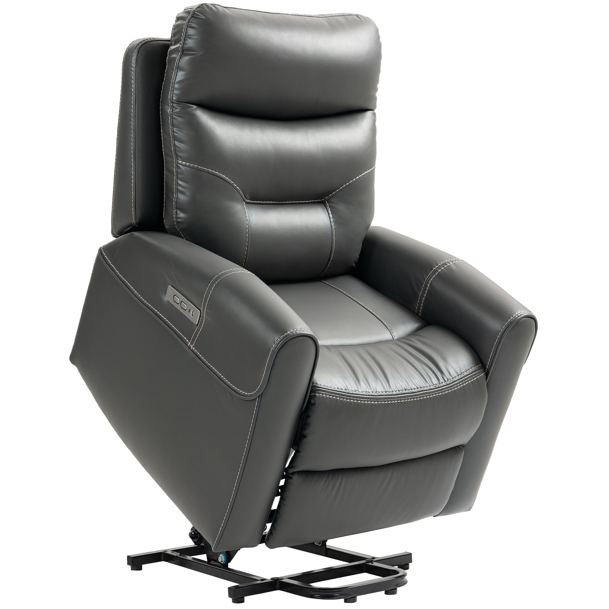 HOMCOM Faux Leather Power Lift Recliner Chair for Elderly - Charcoal Grey