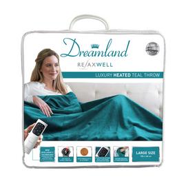 Relaxwell by Dreamland Luxury Velvety Heated Throw - Teal
