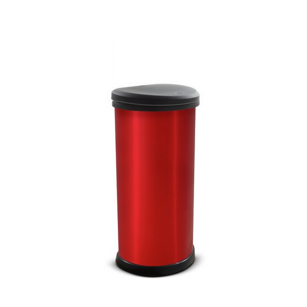 Curver 40 Litre Metal Effect One Touch Deco Bin Red Deco Bin 40L-Red NEW 