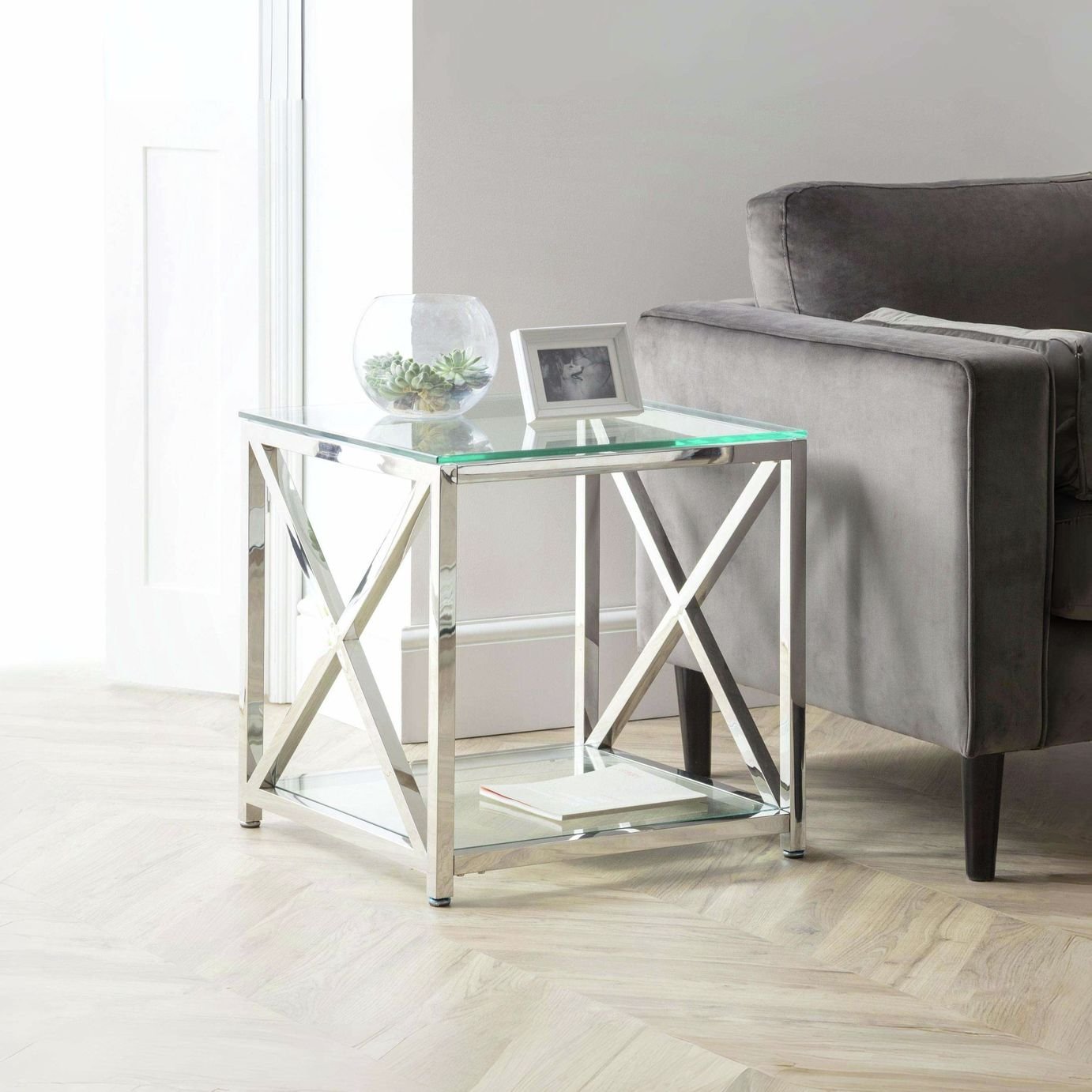 JB MIAMI LAMP TABLE SILVER