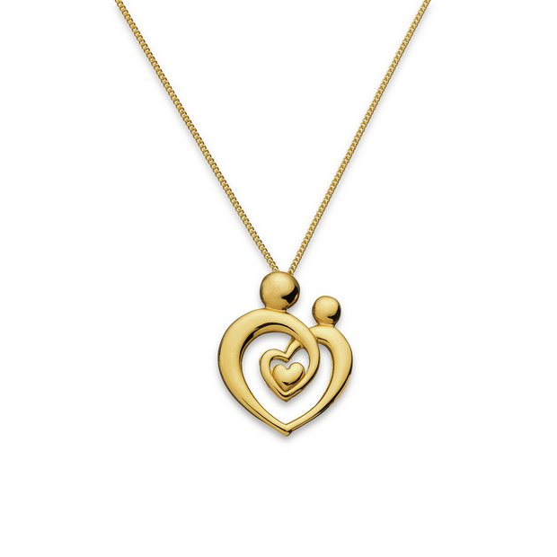 Buy 9ct Gold Plated Silver Mother and Child Heart Pendant at Argos.co ...