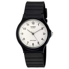 Casio Unisex Analogue White Dial Black Resin Strap Watch
