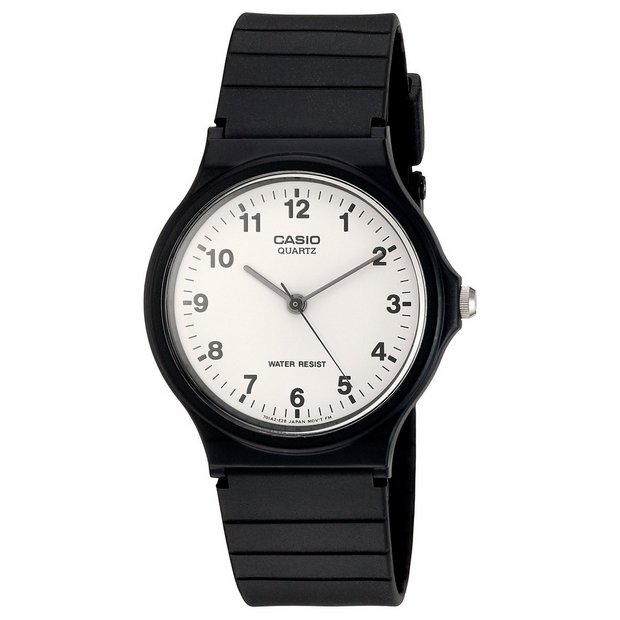 Buy Casio Unisex Analogue White Dial Black Resin Strap Watch Men s watches Argos