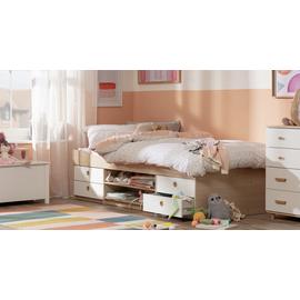 Habitat Camden Cabin Bed Frame - White and Acacia Effect