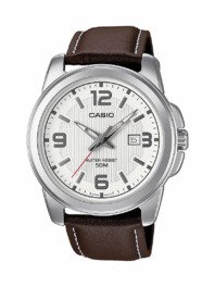 Casio Brown Genuine Leather Strap Watch