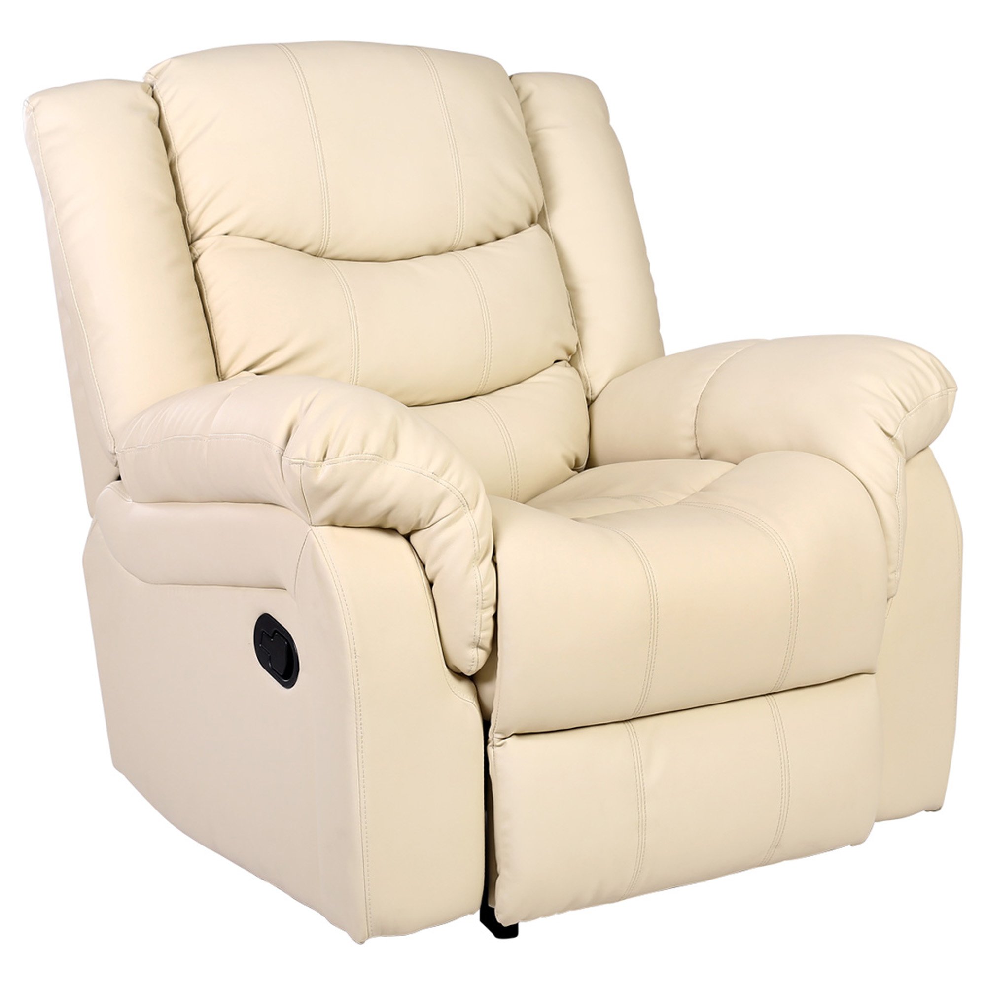 Furniture Online Seattle Manual Recliner Armchair Bonded Leather Chair - Cream